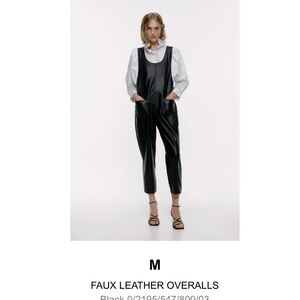 Zara Chic Black Leather Jumpsuit